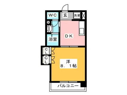 エンブルステージ馬渕(1K/4階)の間取り写真