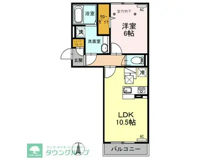 ロイジェントパークス レイクタウン III K(1LDK/1階)の間取り写真