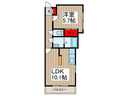 エトワール プレイン(1LDK/1階)の間取り写真