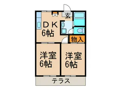 宮前レジデンスB棟(2DK/1階)の間取り写真