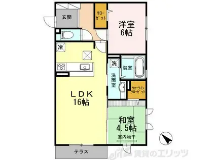 サンスクエア千里万博 B棟(2LDK/1階)の間取り写真