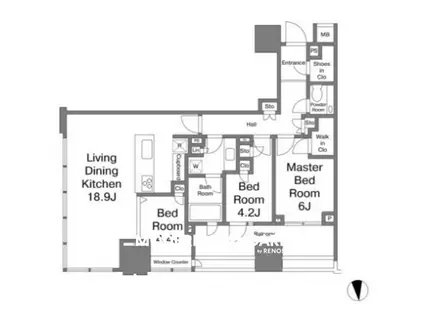 パークコート ザ・三番町ハウス(3LDK/7階)の間取り写真