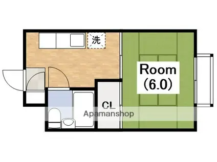 我孫子グランドハイツII(1K/2階)の間取り写真