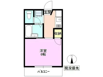 スイングハイツN-3(1K/2階)の間取り写真