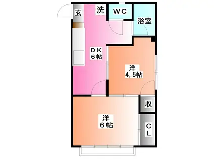 メゾン西が丘(2DK/2階)の間取り写真