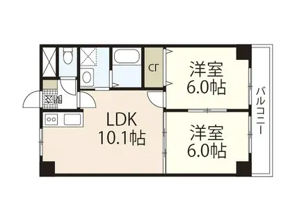 ホワイトストーン白石(2LDK/6階)の間取り写真