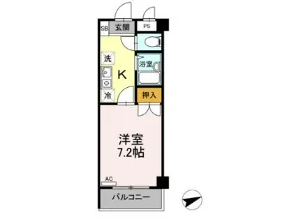 セジュール浦上(1K/2階)の間取り写真