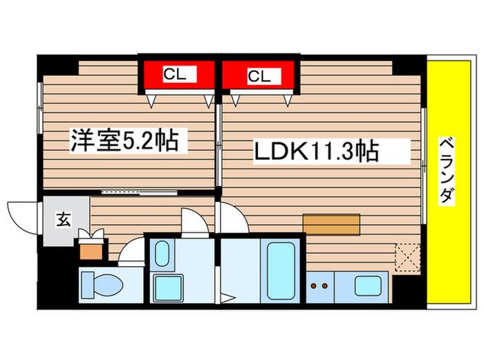 パンジー豆田(1LDK/2階)の間取り写真