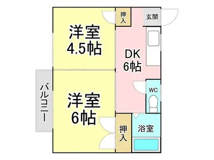 ラプエルタ(2DK/1階)の間取り写真