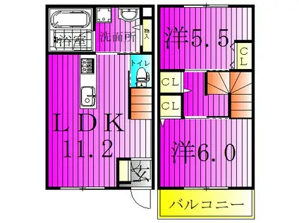 VILLA DE GRACEA棟(2LDK/1階)の間取り写真