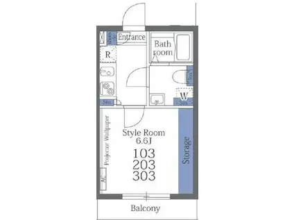 ユノ西船橋(1K/3階)の間取り写真