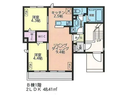 RILY BLANCHEUR(2LDK/1階)の間取り写真