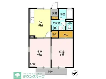 BEハイム市川(2DK/1階)の間取り写真