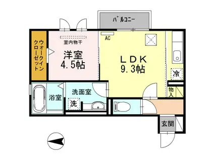 CLE DU BONHEUR3(1LDK/1階)の間取り写真