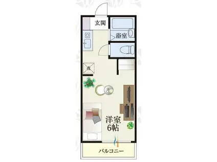 BCASA渋沢IIRE-BORN C棟(ワンルーム/1階)の間取り写真