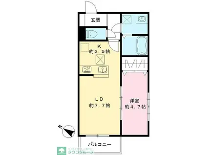 LUMORA玉南(1LDK/1階)の間取り写真