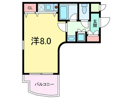 PERLE芦屋(ワンルーム/2階)の間取り写真