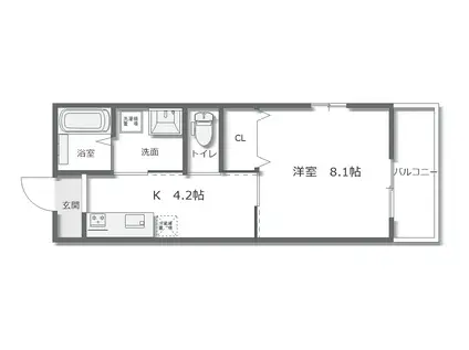 エルメゾン嵯峨(1K/1階)の間取り写真