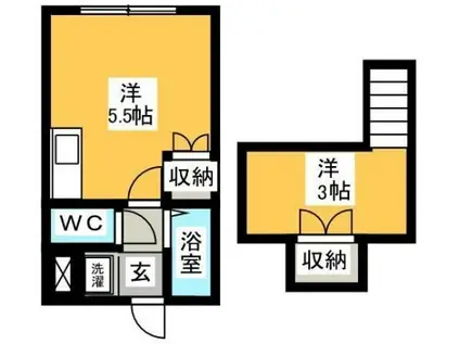 エクセルシャトーS(ワンルーム/2階)の間取り写真