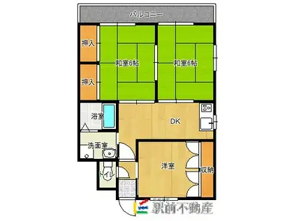 ハイブローデン龍ケ原(3DK/4階)の間取り写真