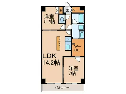 ザケンジントンレンジデンスときわ台(2LDK/1階)の間取り写真