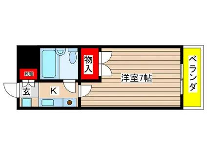 カロン土原(1K/4階)の間取り写真