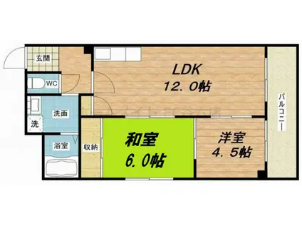 淺沼谷町マンション(2LDK/4階)の間取り写真