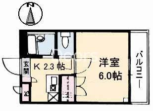ハッピーハイツ今(1K/2階)の間取り写真