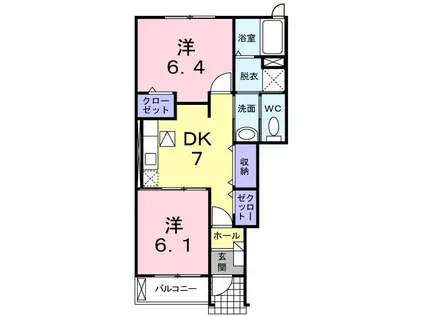 ウエストフィール弐号館(2DK/1階)の間取り写真