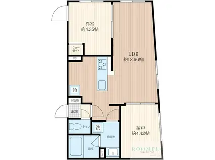 STRIPES用賀II(1SLDK/4階)の間取り写真