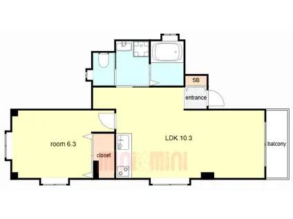 スカイハイツ(1LDK/4階)の間取り写真