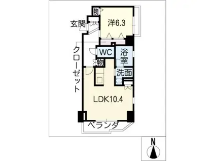 CASSIA車道(ワンルーム/14階)の間取り写真