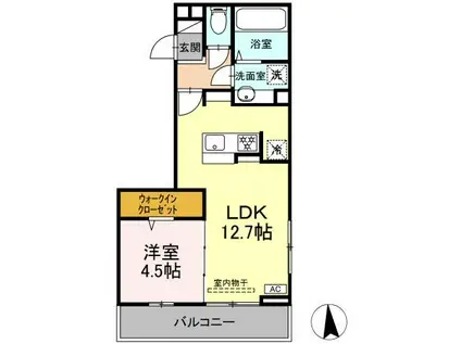 COUR18高宮W(1LDK/1階)の間取り写真