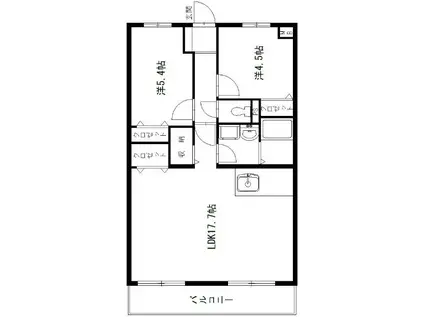 エスペランサAOI(2LDK/4階)の間取り写真