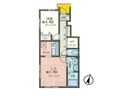 アジュール(1LDK/1階)の間取り写真