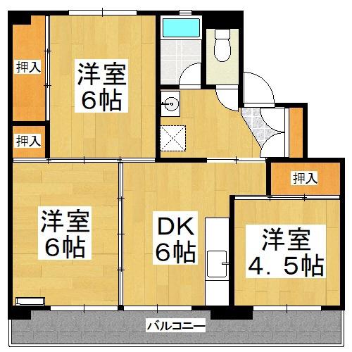 ビレッジハウス備前片上1号棟(3DK/3階)の間取り写真