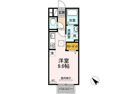 カレッジタウン E・F棟(ワンルーム/1階)の間取り写真