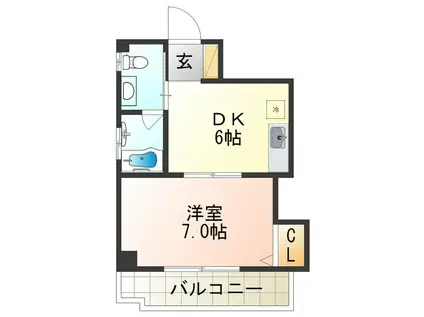 長居大発マンション(1DK/5階)の間取り写真