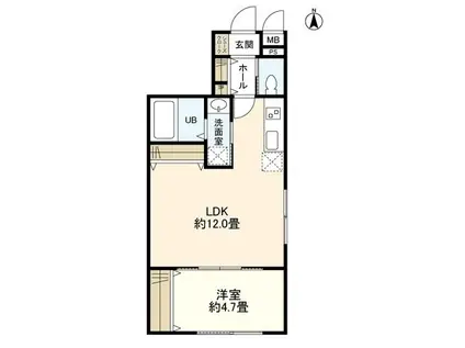 ウェルスクエアイズム高井戸(1LDK/4階)の間取り写真