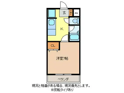 シャルム小野塚(1K/3階)の間取り写真