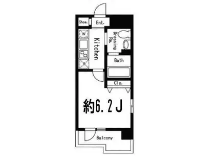 ドゥーエ西大島(1K/10階)の間取り写真