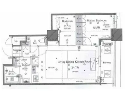 ガレリア・サーラ(2LDK/12階)の間取り写真