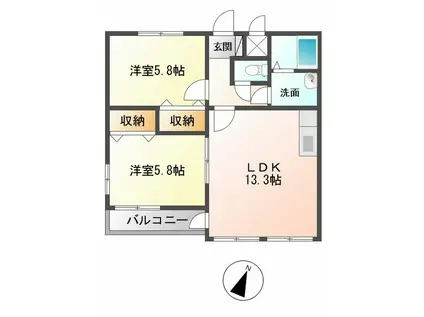 クレール南昭和(2LDK/3階)の間取り写真