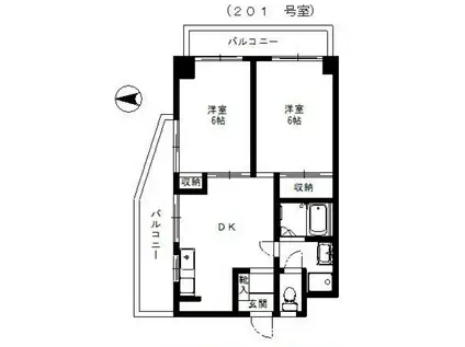 ハミルトン西台(2DK/4階)の間取り写真
