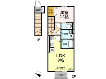 SUN AQUA KANDA(1LDK/2階)の間取り写真