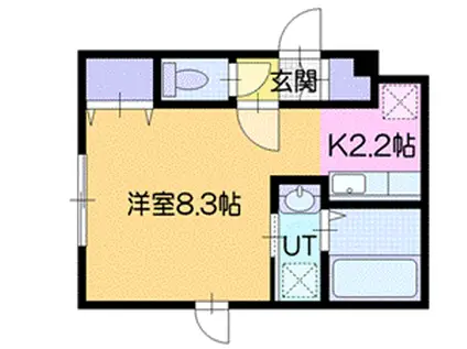 プラスオン恵み野(1K/1階)の間取り写真