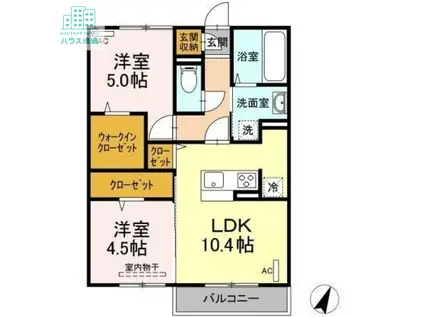 ハピネス古賀島 A(2LDK/2階)の間取り写真