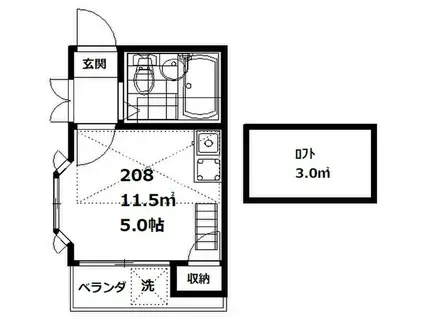 ライフピアマーブル(ワンルーム/2階)の間取り写真
