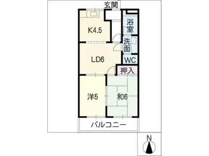 クイーンシティ信B(3DK/1階)の間取り写真