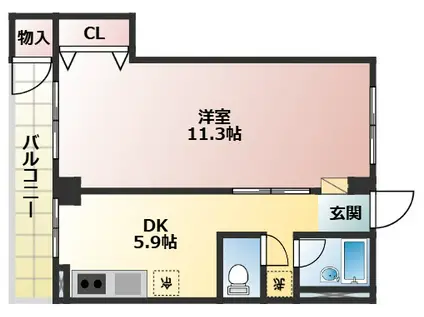 エターナルシティー公園 4号館(1DK/5階)の間取り写真